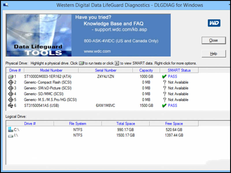 Phần mềm Data Lifeguard Diagnostic 