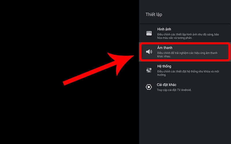 Chọn mục Âm thanh