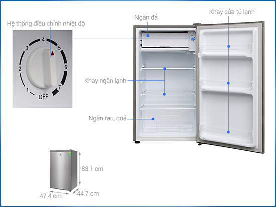 Kích thước của tủ lạnh mini Electrolux 85 lít EUM0900SA