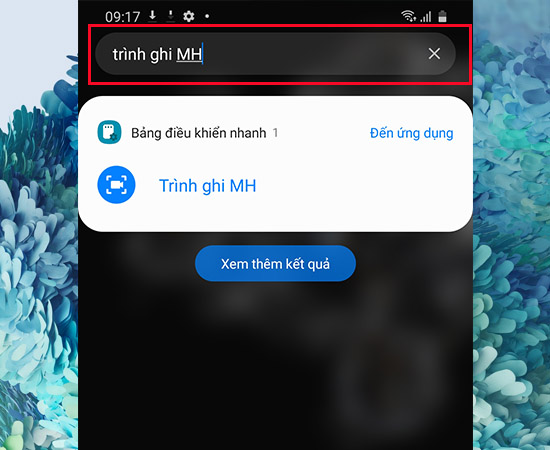 mở trình ghi màn hình trong cài đặt