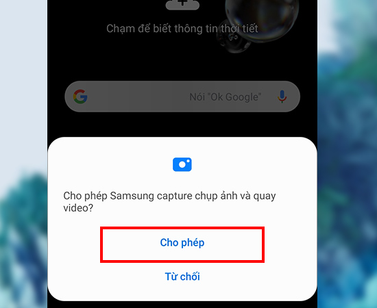 Cho phép Samsung capture chụp ảnh và quay video.