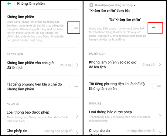  Bật tính năng Không làm phiền