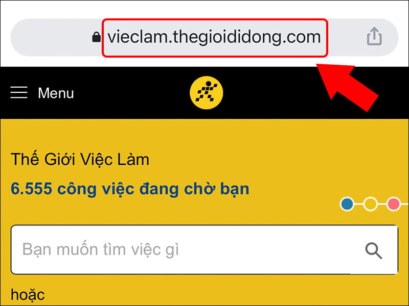 Tìm kiếm vieclam.thegioididong.com trên Chrome