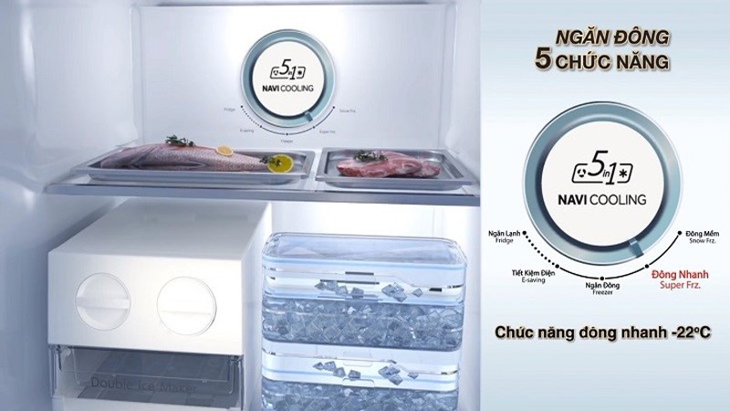 Chức năng đông nhanh giúp làm đông thực phẩm và tạo ra đá viên một cách nhanh chóng