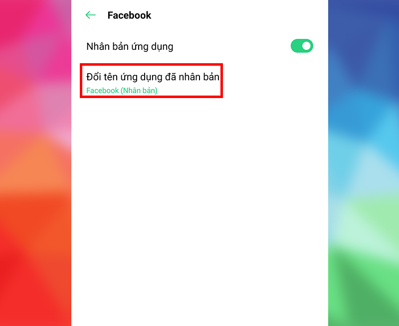 Đổi tên ứng dụng cần nhân bản