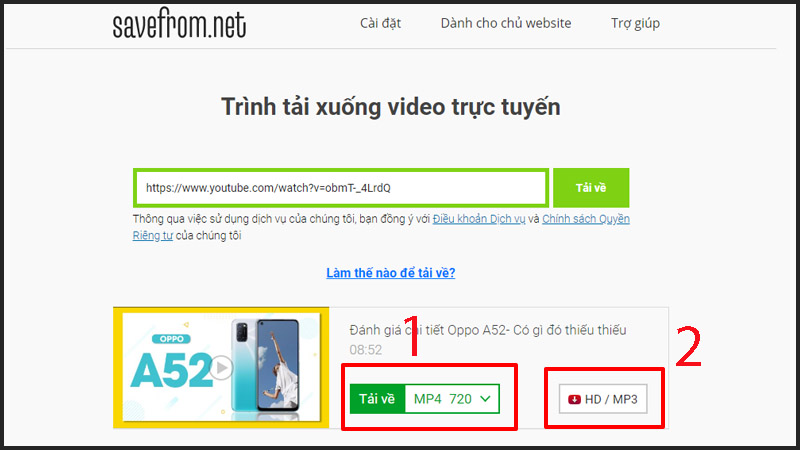  Chọn chất lượng video muốn tải về