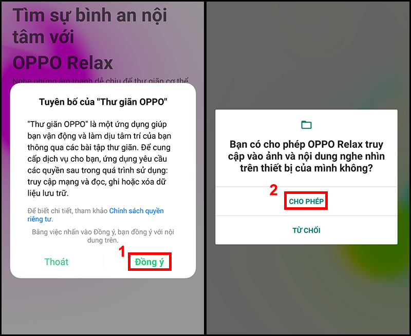 Chọn Đồng ý và Cho phép