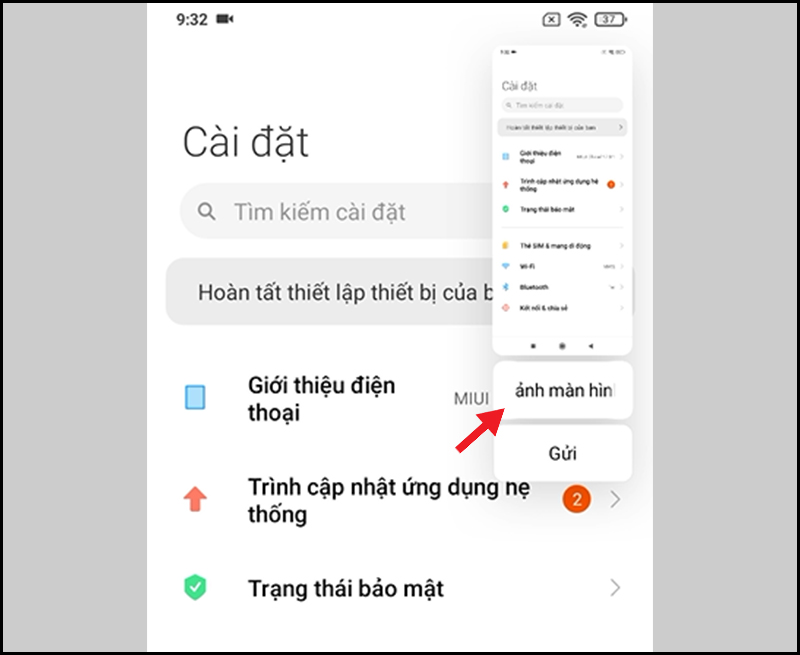Nút Chụp ảnh màn hình kéo dài