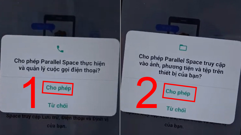 Cho phép ứng dụng truy cập các quyền trên điện thoại