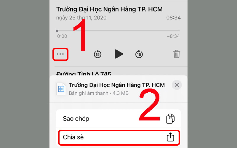 Chia sẻ tệp ghi âm