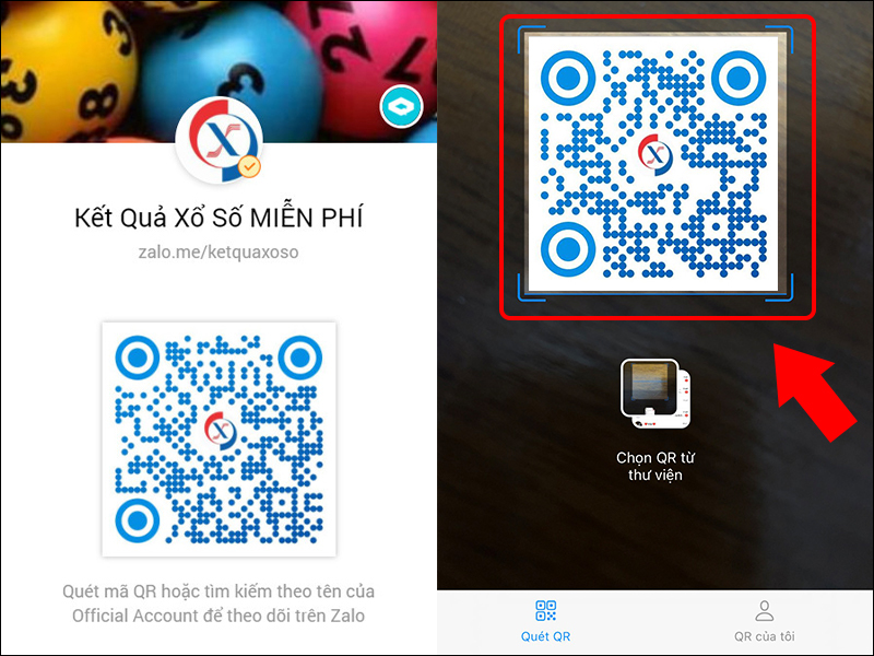 Quét mã QR trực tiếp