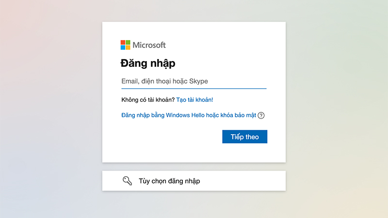 Đăng nhập vào tài khoản Microsoft của bạn