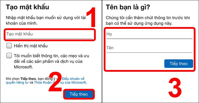 Thiết lập mật khẩu cho tài khoản