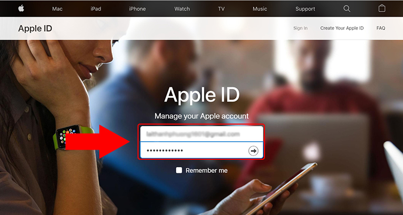 Đăng nhập vào trang web Quản lý ID Apple