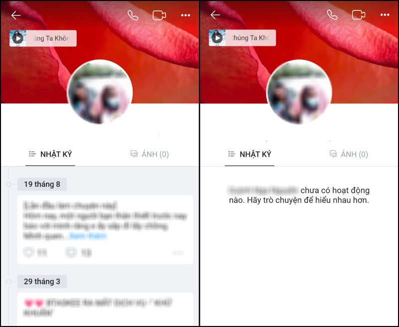 Bạn không thể xem nhật ký, hình ảnh Zalo của người khác vì đã bị chặn xem nhật ký