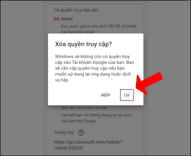 Hoàn tất xóa quyền truy cập vào Gmail