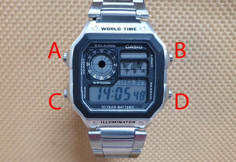 Hướng dẫn cách chỉnh giờ trên Đồng hồ Nam Casio AE-1200WHD