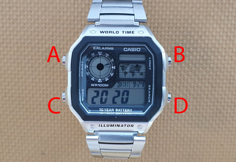 Hướng dẫn cách chỉnh ngày trên Đồng hồ Nam Casio AE-1200WHD