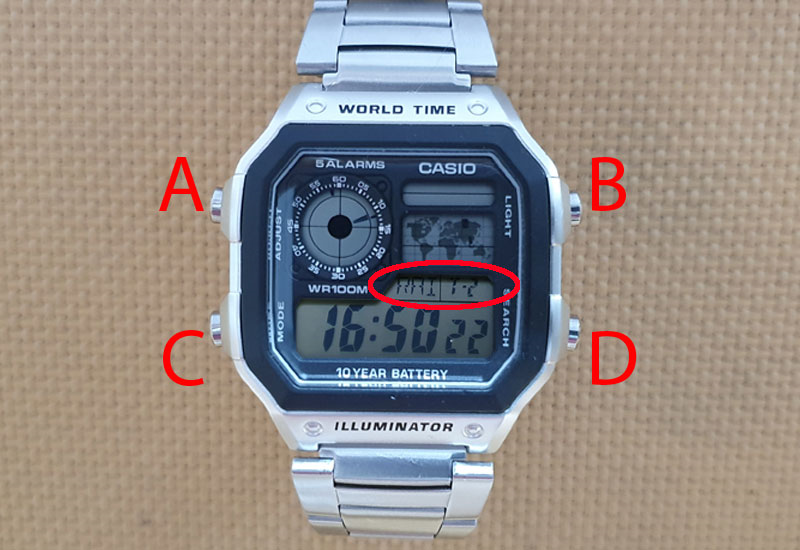 Hướng dẫn cách xem nhanh giờ thế giới trên Đồng hồ Nam Casio AE-1200WHD