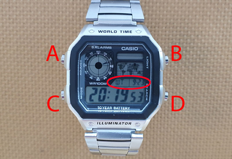 Hướng dẫn cách xem giờ thế giới trên Đồng hồ Nam Casio AE-1200WHD