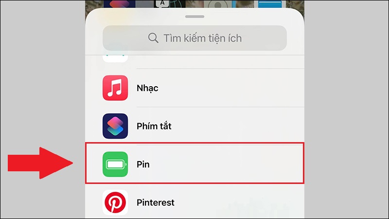 Tìm mục Pin