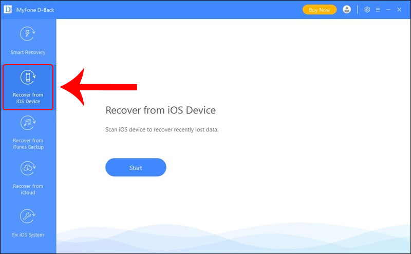 Chọn mục Recover from iOS Device