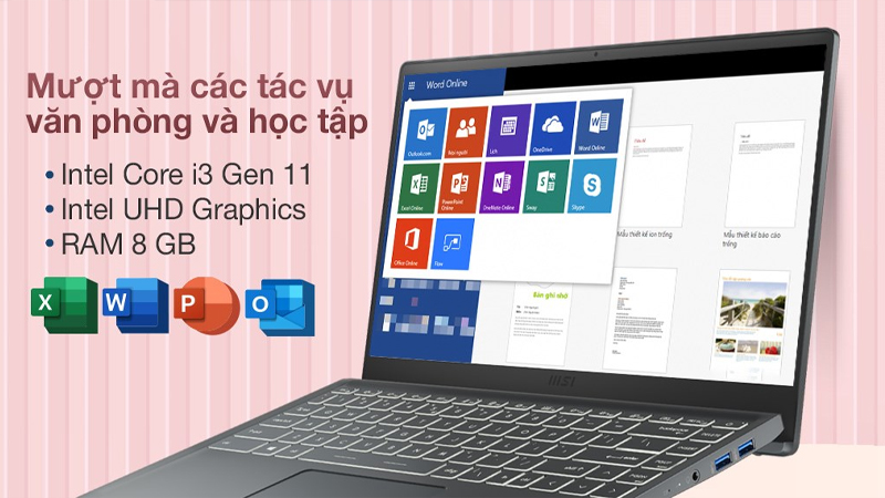 Laptop MSI Modern 14 B11MOU mượt mà với các tác vụ