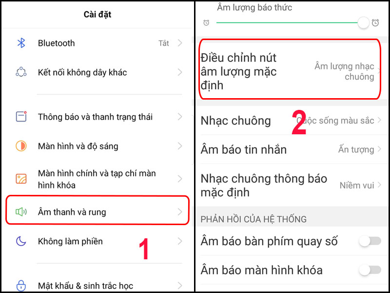 Chỉnh âm lương trong cài đặt
