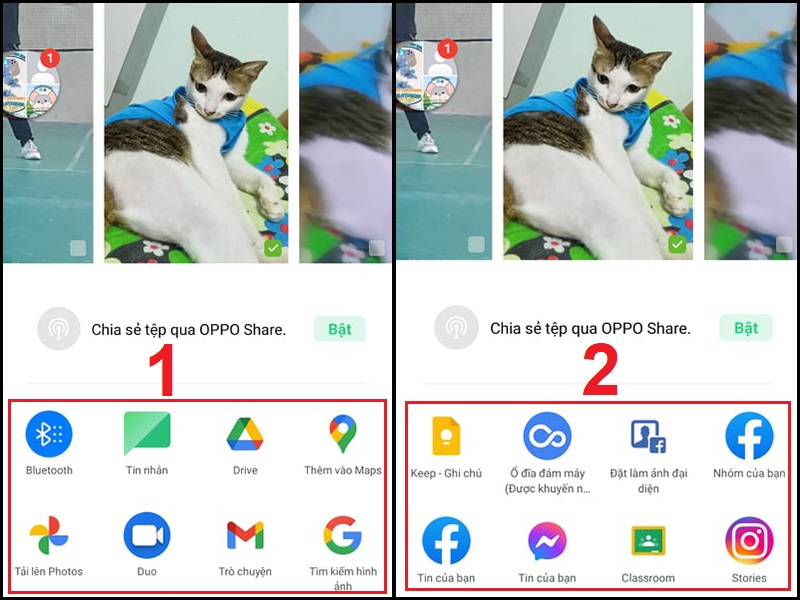 Chọn ứng dụng muốn sao chép ảnh qua