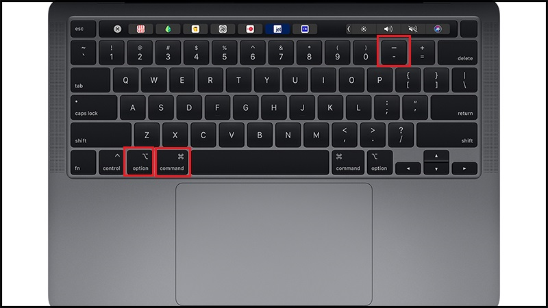 Nhấn Option + Command + Dấu trừ