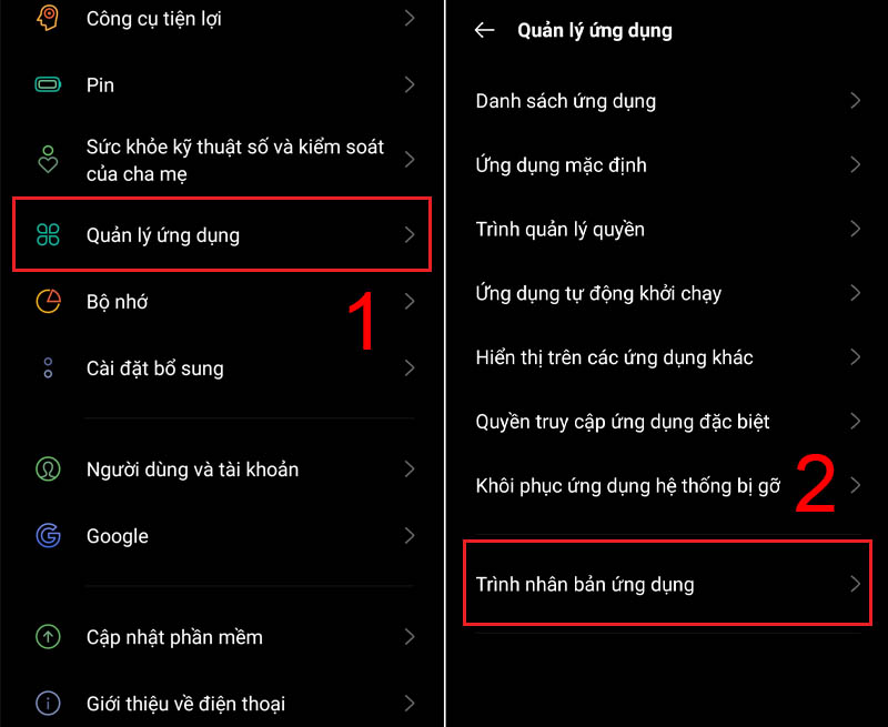 Chọn Trình nhân bản ứng dụng