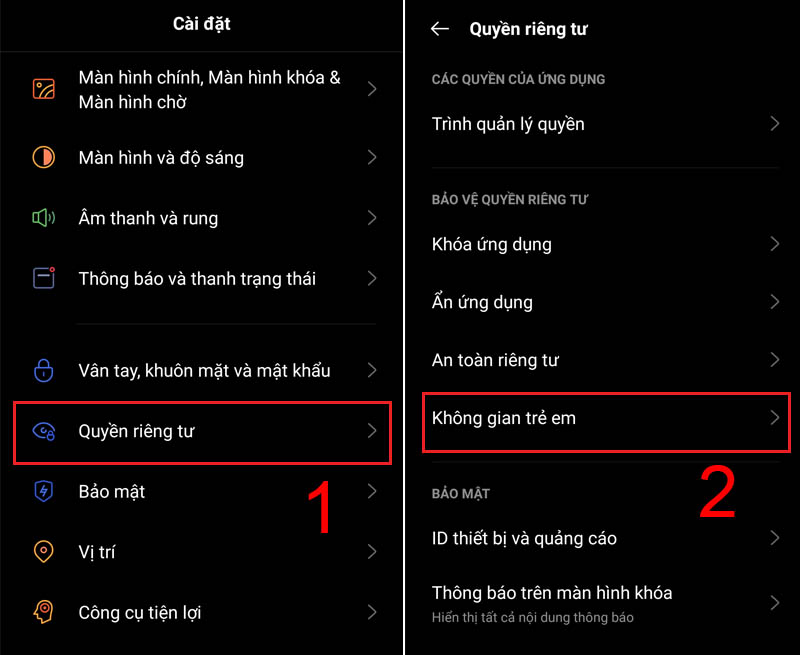 Chọn Không gian trẻ em