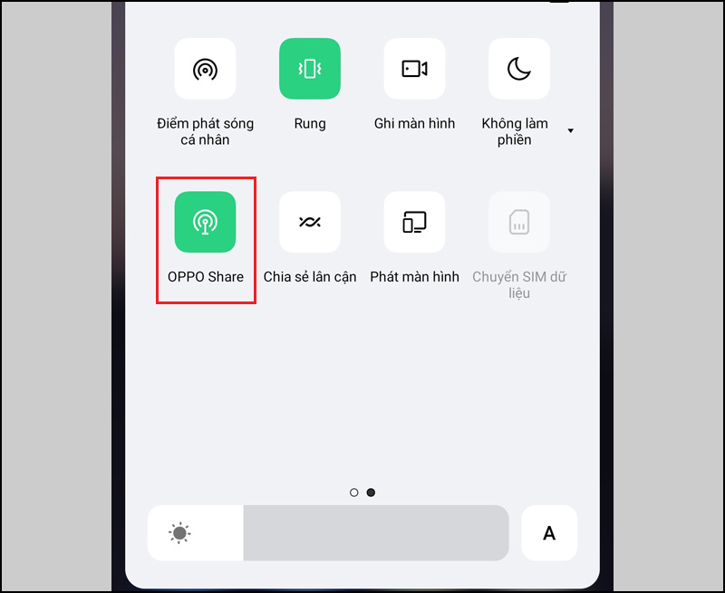 Nhấn để bật OPPO Share