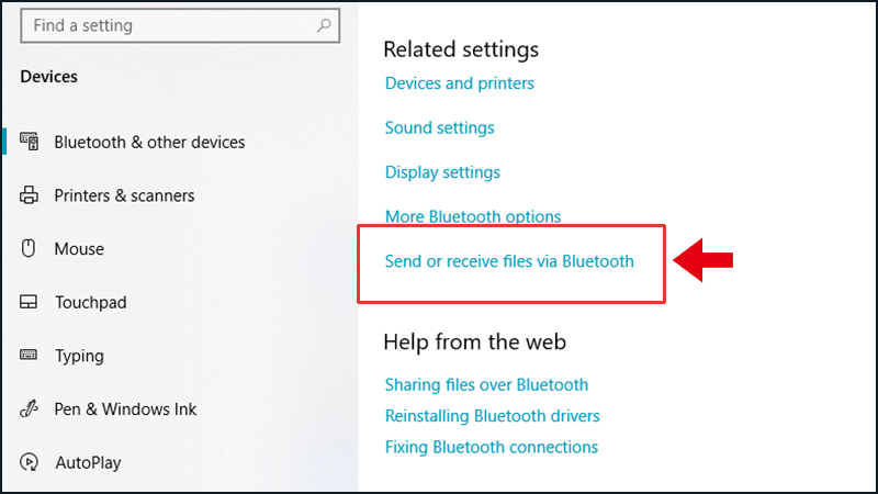 Ấn vào tùy chọn tại mục Related settings để có thể nhận file truyền từ điện thoại