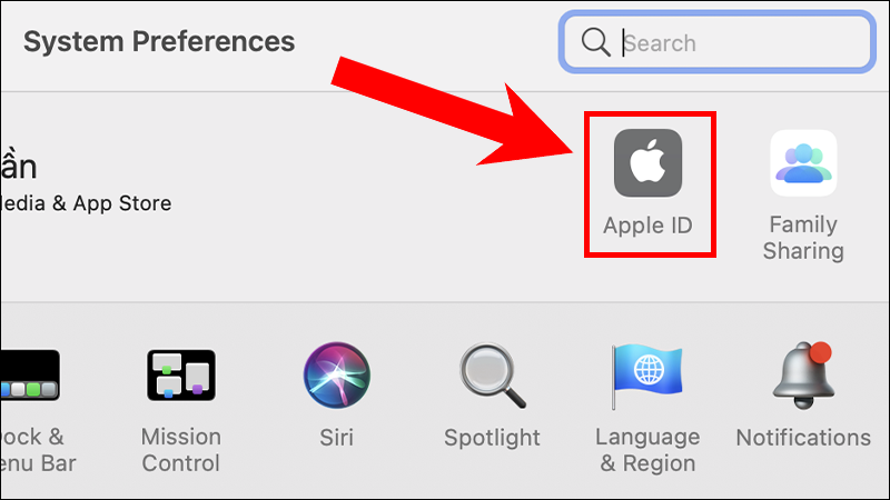 Nhấn vào mục Apple ID