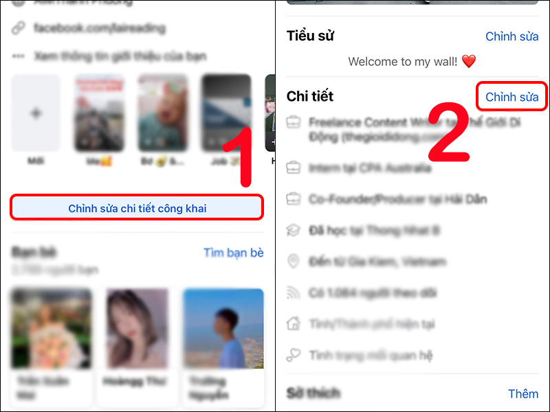 Chỉnh sửa chi tiết công khai trên Facebook