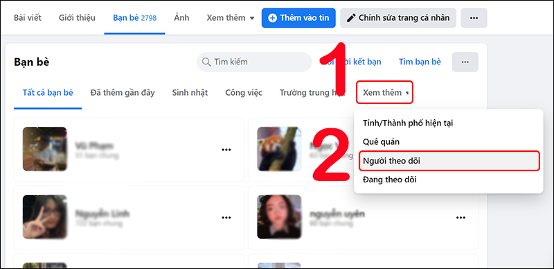 Xem người đang theo dõi mình trên Facebook ở mục Bạn bè