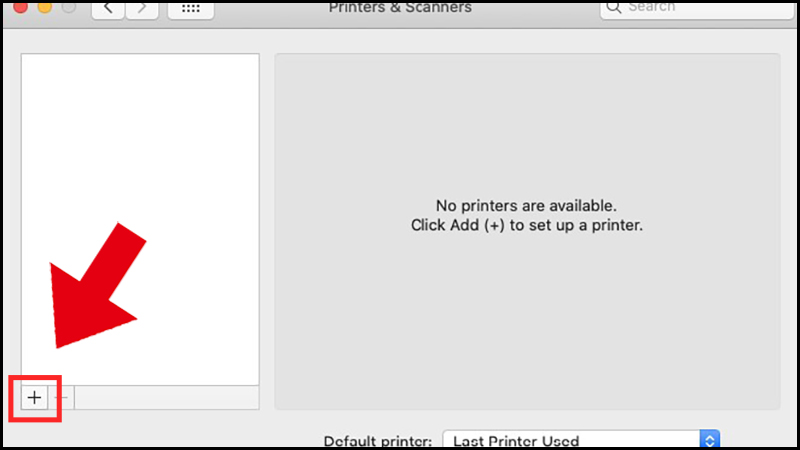 Nhấn vào dấu + để cài đặt máy in