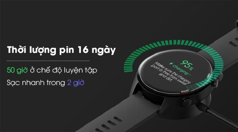 Thời lượng pin khi sử dụng các tác vụ bình thường lên đến 16 ngày