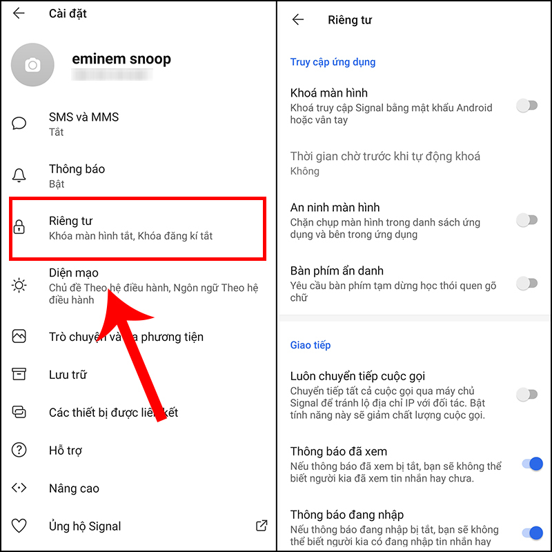 Sử dụng ứng dụng Signal trên điện thoại