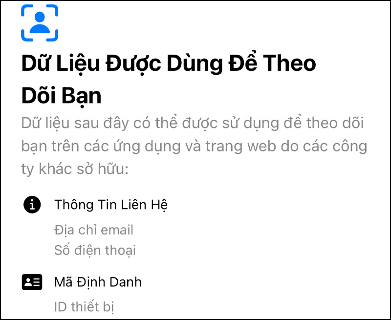 Dữ liệu được dùng để theo dõi bạn 