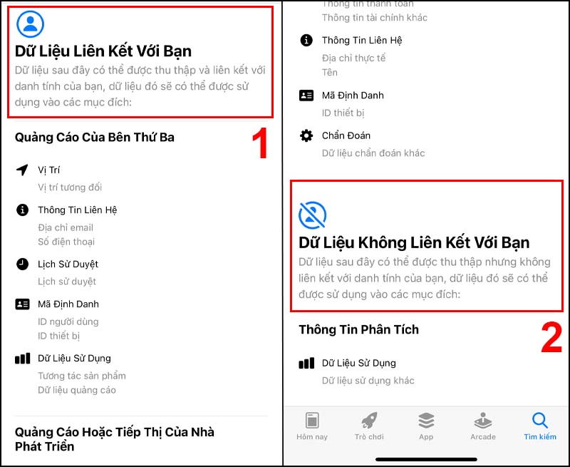 Dữ liệu liên kết với bạn và Dữ liệu không liên kết với bạn