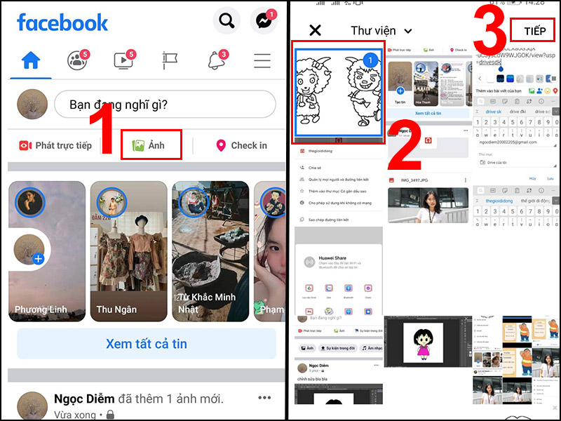 Bước 1: Tại giao diện Facebook, nhấn vào Ảnh