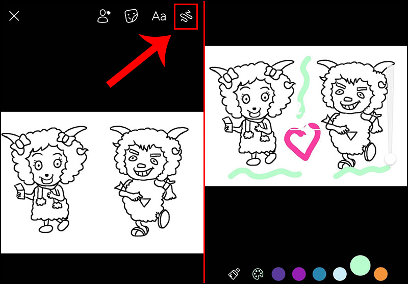 Nhấn vào biểu tượng vẽ để thêm nét vẽ trên hình
