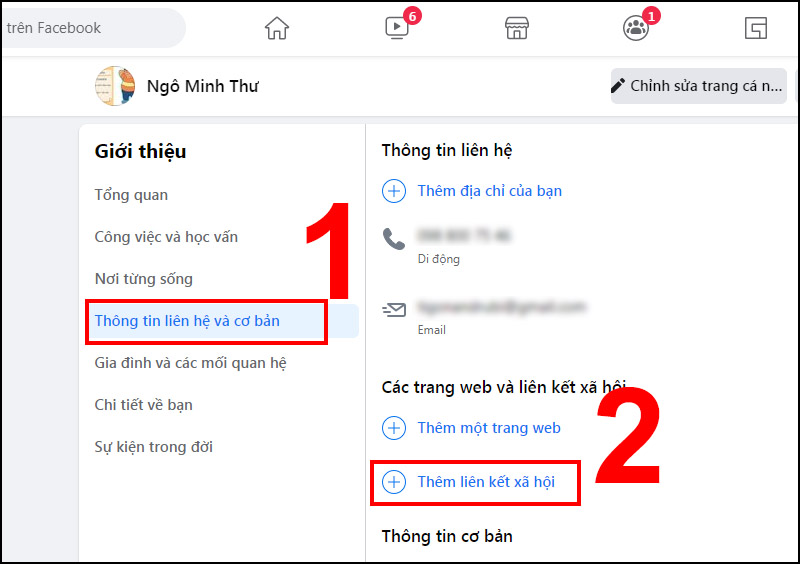 Bước 2: Chọn Thông tin liên hệ và cơ bản