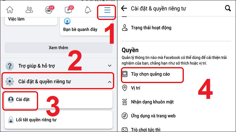 Đi đến mục Tùy chọn quảng cáo trên Facebook