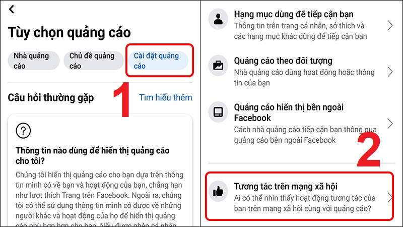 Chọn mục Tương tác trên mạng xã hội