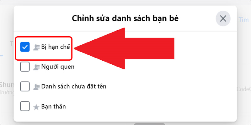 Thêm bạn bè vào danh sách hạn chế trên Facebook