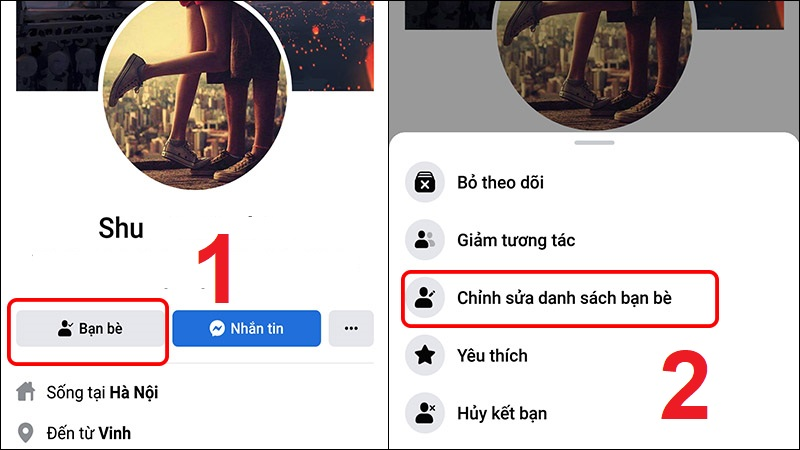 Nhấn chọn Bạn bè và chọn Chỉnh sửa danh sách bạn bè