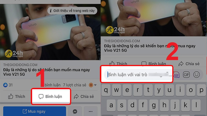 Nhấn Bình luận và thực hiện comment như thông thường